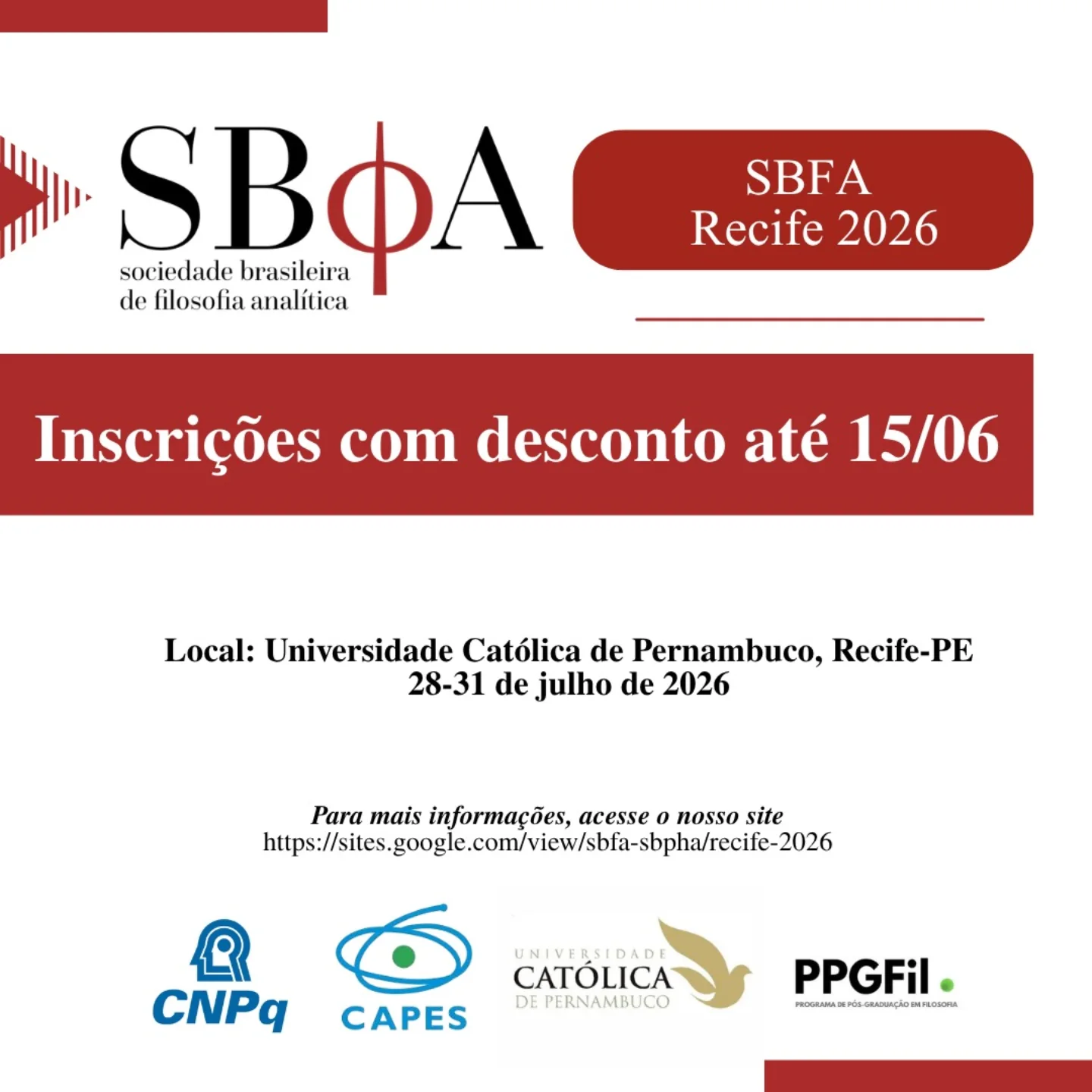 IX Conferência SBFA — Sociedade Brasileira de Filosofia Analítica (Recife 2026)