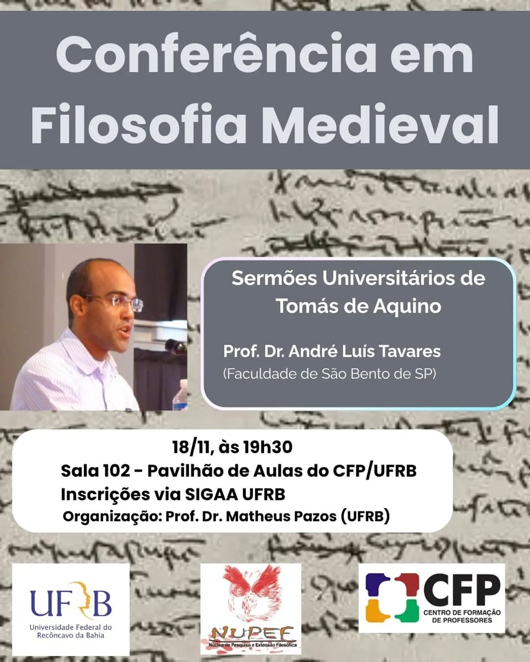 Conferência: Sermões Universitários em Tomás de Aquino (CFP/UFRB)
