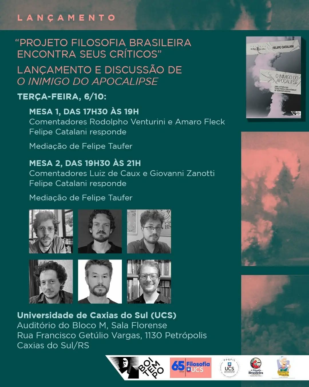 Lançamento de "O Inimigo do Apocalipse" (Felipe Catalani/UNIFESP) — PPGFIL-UCS