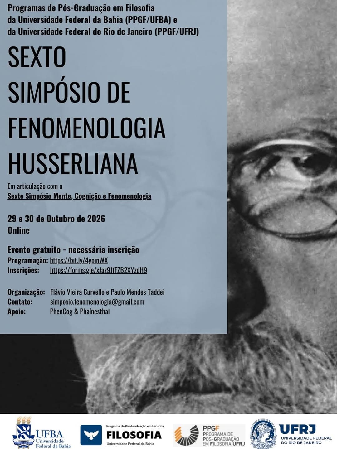 Sexto Simpósio de Fenomenologia Husserliana e Sexto Simpósio Mente, Cognição e Fenomenologia