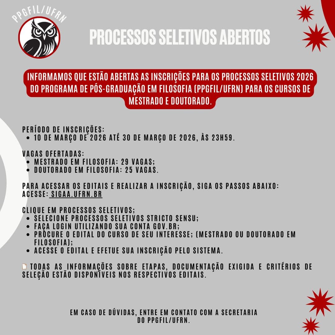 Processos Seletivos 2026 | PPGFIL/UFRN